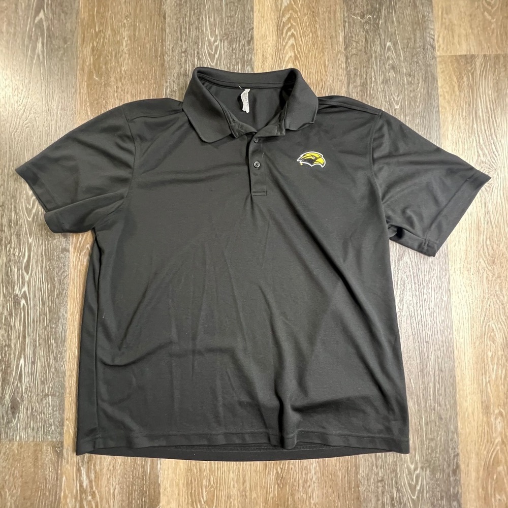 Clique Polo Shirt Mens XL Black Short Sleeve Embroidered Eagle Logo Performance
